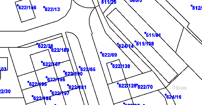 Parcela st. 622/69 v KÚ Horní Měcholupy, Katastrální mapa