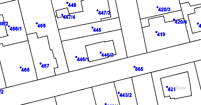 Parcela st. 446/2 v KÚ Horní Měcholupy, Katastrální mapa