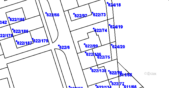 Parcela st. 622/99 v KÚ Horní Měcholupy, Katastrální mapa