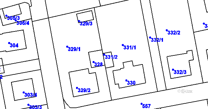 Parcela st. 331/2 v KÚ Horní Měcholupy, Katastrální mapa