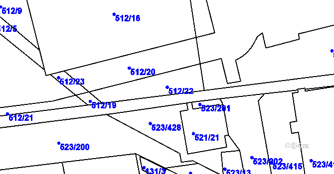 Parcela st. 512/22 v KÚ Horní Měcholupy, Katastrální mapa