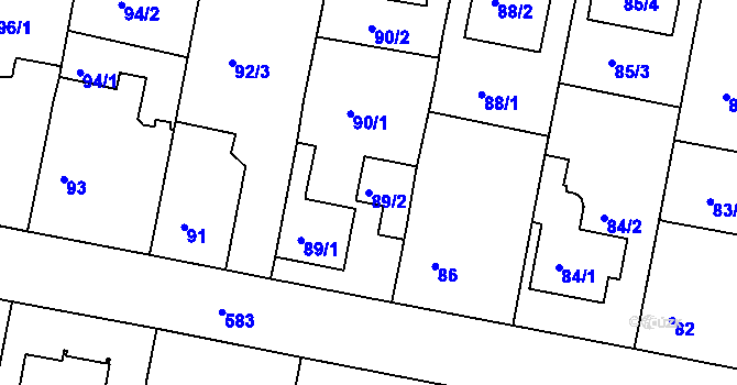 Parcela st. 89/2 v KÚ Horní Měcholupy, Katastrální mapa