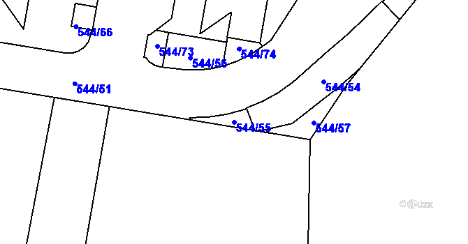 Parcela st. 544/55 v KÚ Horní Měcholupy, Katastrální mapa