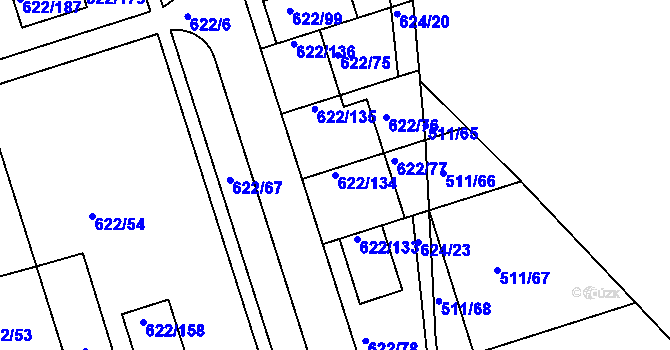 Parcela st. 622/134 v KÚ Horní Měcholupy, Katastrální mapa