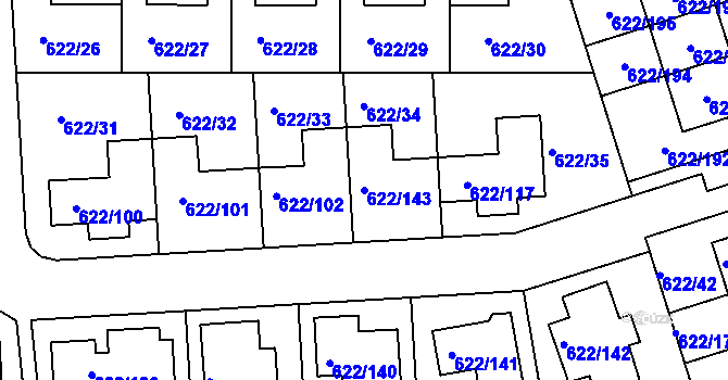 Parcela st. 622/143 v KÚ Horní Měcholupy, Katastrální mapa