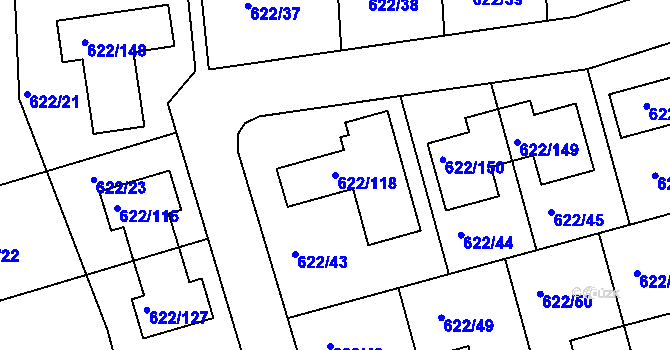 Parcela st. 622/118 v KÚ Horní Měcholupy, Katastrální mapa