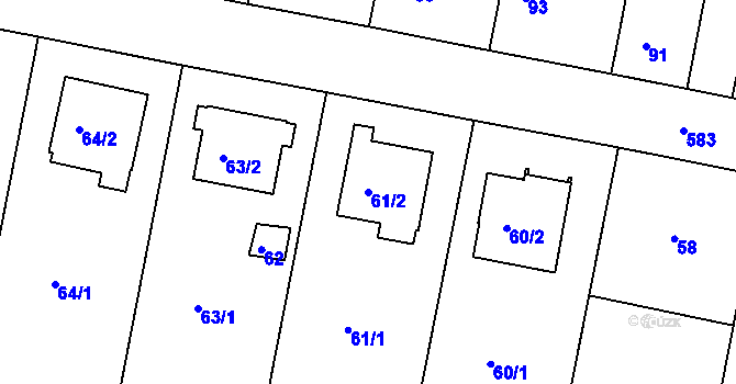 Parcela st. 61/2 v KÚ Horní Měcholupy, Katastrální mapa