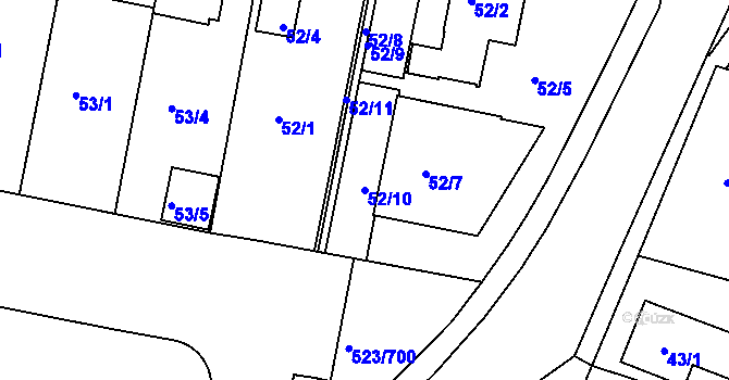 Parcela st. 52/10 v KÚ Horní Měcholupy, Katastrální mapa