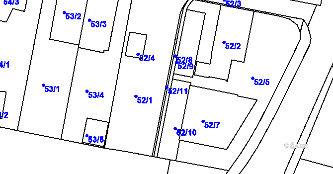 Parcela st. 52/11 v KÚ Horní Měcholupy, Katastrální mapa