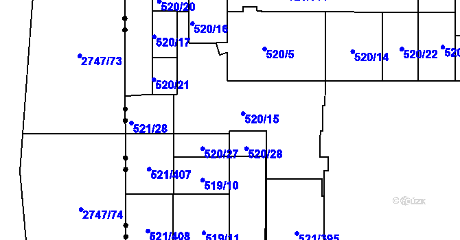 Parcela st. 520/15 v KÚ Horní Měcholupy, Katastrální mapa