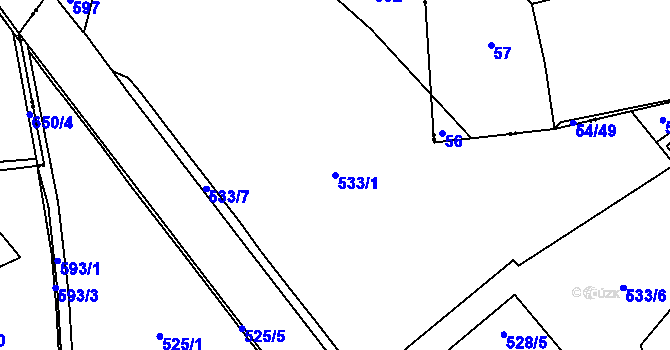 Parcela st. 533/1 v KÚ Horní Měcholupy, Katastrální mapa