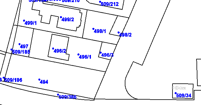 Parcela st. 496/3 v KÚ Horní Měcholupy, Katastrální mapa