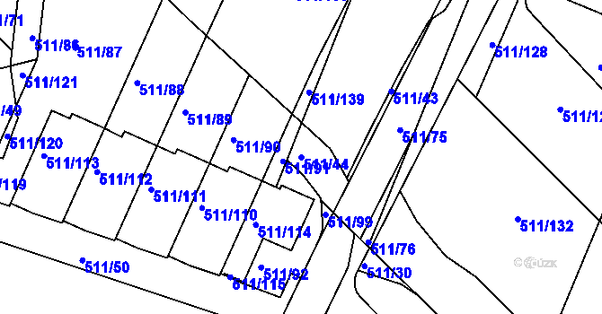 Parcela st. 511/44 v KÚ Horní Měcholupy, Katastrální mapa