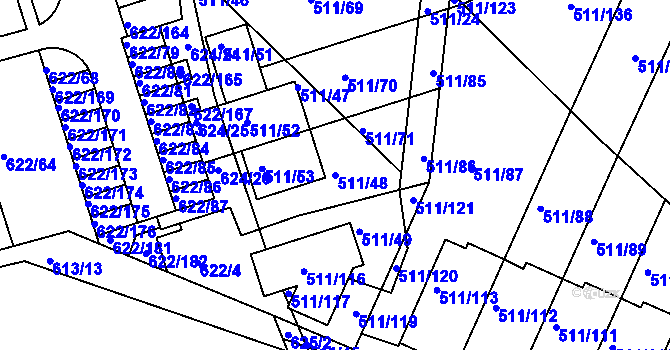 Parcela st. 511/48 v KÚ Horní Měcholupy, Katastrální mapa