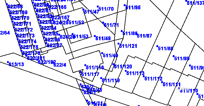 Parcela st. 511/49 v KÚ Horní Měcholupy, Katastrální mapa