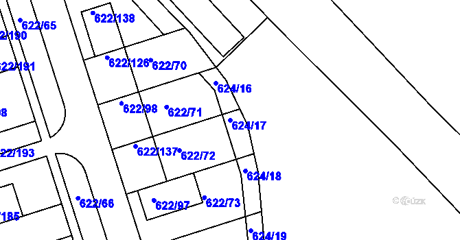 Parcela st. 624/17 v KÚ Horní Měcholupy, Katastrální mapa