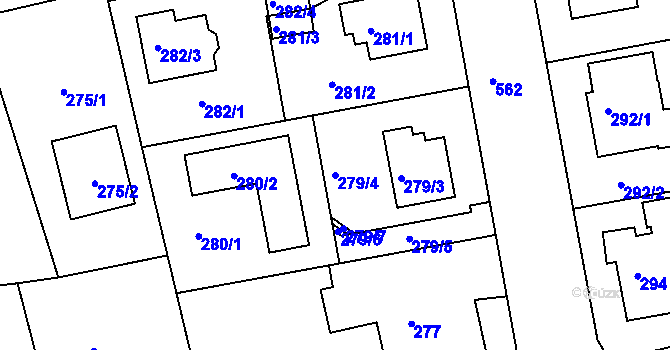 Parcela st. 279/4 v KÚ Horní Měcholupy, Katastrální mapa