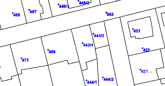 Parcela st. 443/1 v KÚ Horní Měcholupy, Katastrální mapa