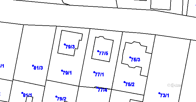Parcela st. 77/5 v KÚ Horní Měcholupy, Katastrální mapa
