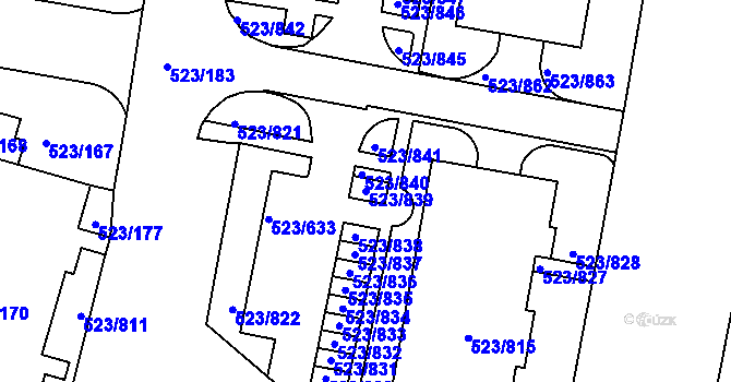 Parcela st. 523/839 v KÚ Horní Měcholupy, Katastrální mapa