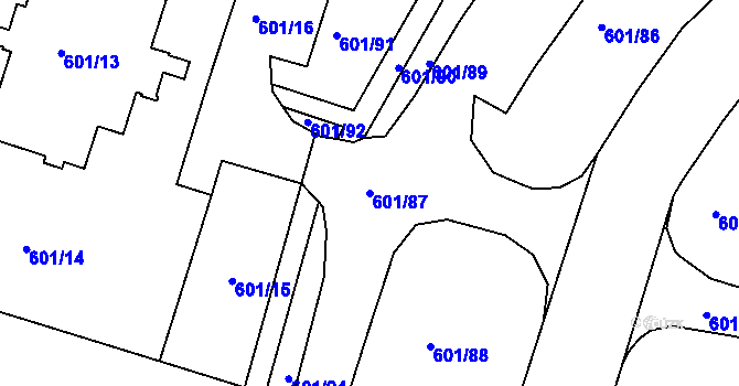 Parcela st. 601/87 v KÚ Horní Měcholupy, Katastrální mapa