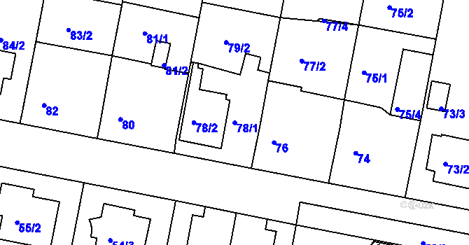 Parcela st. 78/1 v KÚ Horní Měcholupy, Katastrální mapa