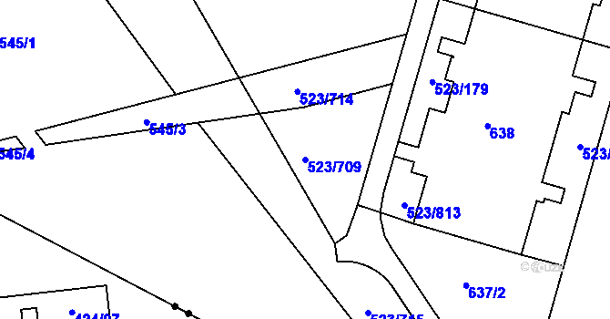 Parcela st. 523/709 v KÚ Horní Měcholupy, Katastrální mapa