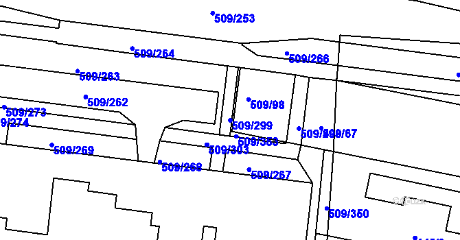 Parcela st. 509/299 v KÚ Horní Měcholupy, Katastrální mapa