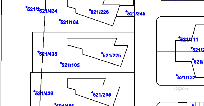 Parcela st. 521/225 v KÚ Horní Měcholupy, Katastrální mapa