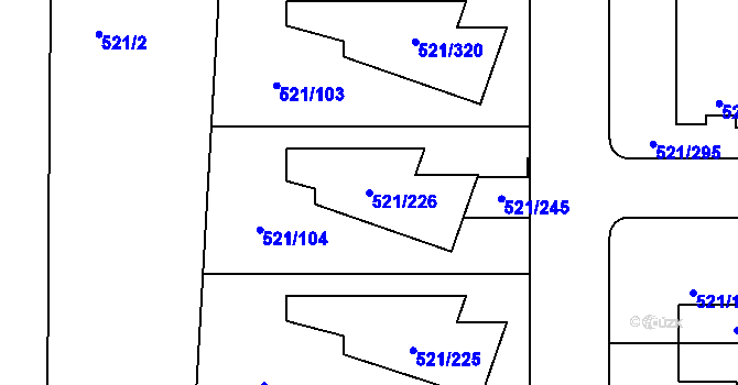 Parcela st. 521/226 v KÚ Horní Měcholupy, Katastrální mapa