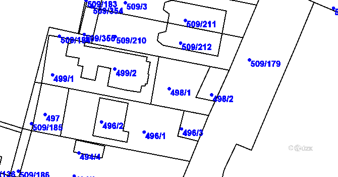 Parcela st. 498/1 v KÚ Horní Měcholupy, Katastrální mapa