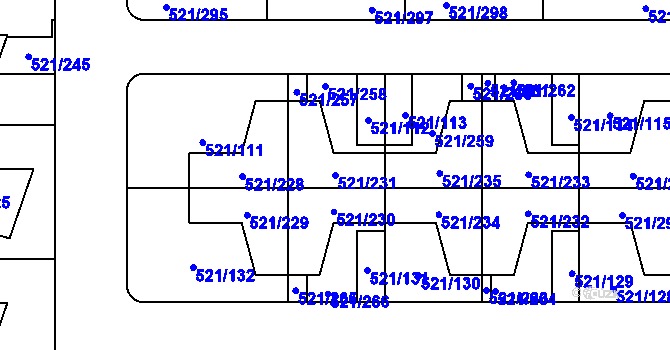 Parcela st. 521/231 v KÚ Horní Měcholupy, Katastrální mapa