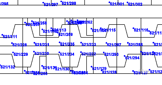 Parcela st. 521/233 v KÚ Horní Měcholupy, Katastrální mapa