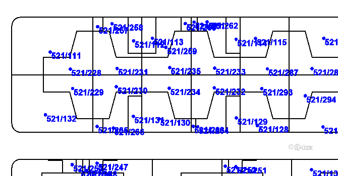Parcela st. 521/234 v KÚ Horní Měcholupy, Katastrální mapa