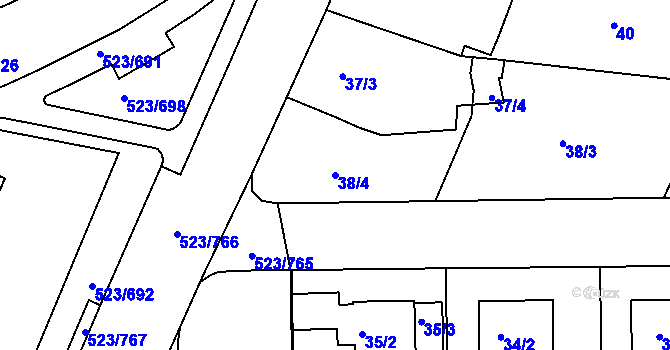 Parcela st. 38/4 v KÚ Horní Měcholupy, Katastrální mapa