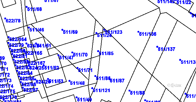 Parcela st. 511/85 v KÚ Horní Měcholupy, Katastrální mapa