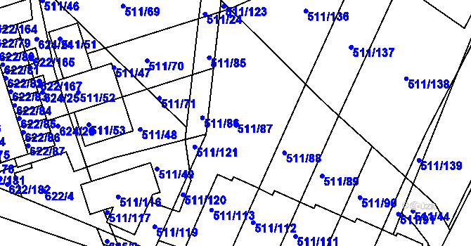 Parcela st. 511/87 v KÚ Horní Měcholupy, Katastrální mapa