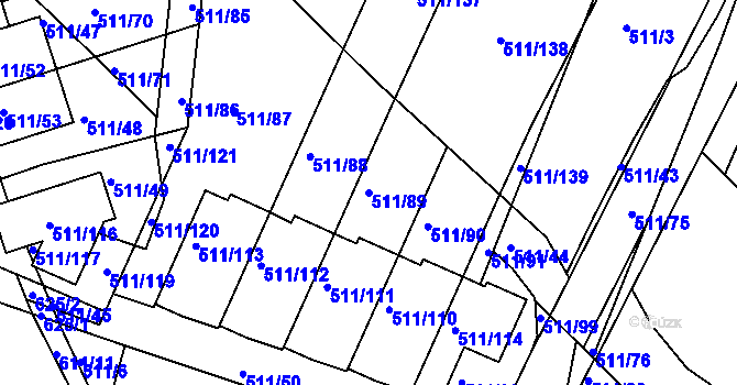 Parcela st. 511/89 v KÚ Horní Měcholupy, Katastrální mapa
