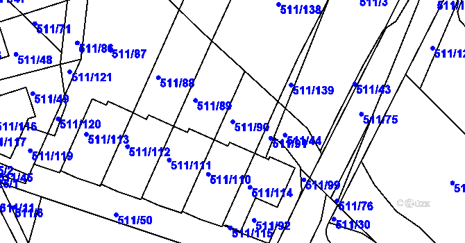 Parcela st. 511/90 v KÚ Horní Měcholupy, Katastrální mapa