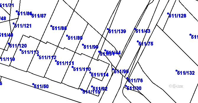 Parcela st. 511/91 v KÚ Horní Měcholupy, Katastrální mapa