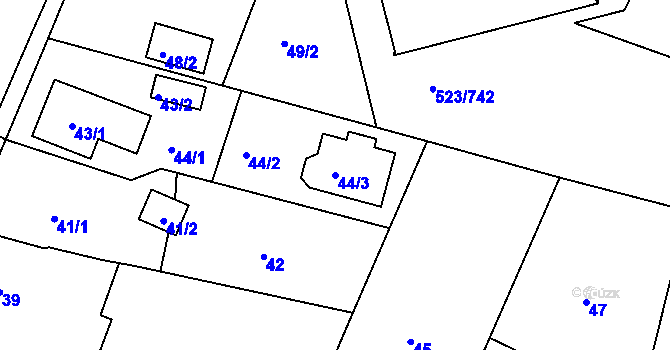 Parcela st. 44/3 v KÚ Horní Měcholupy, Katastrální mapa