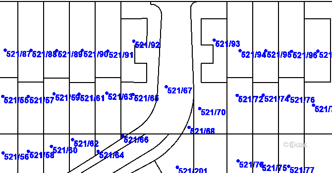 Parcela st. 521/67 v KÚ Horní Měcholupy, Katastrální mapa