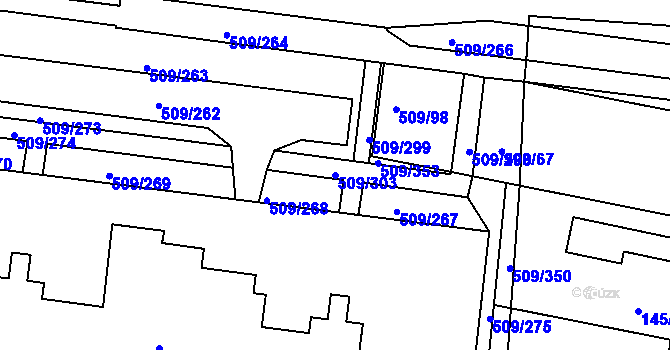 Parcela st. 509/303 v KÚ Horní Měcholupy, Katastrální mapa