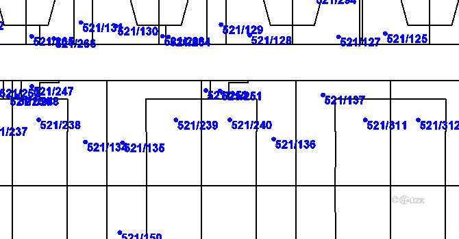 Parcela st. 521/240 v KÚ Horní Měcholupy, Katastrální mapa