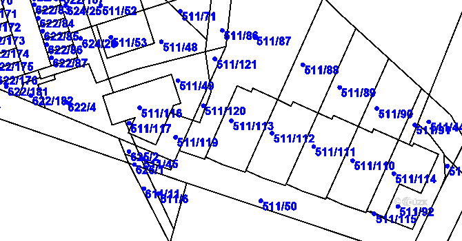 Parcela st. 511/113 v KÚ Horní Měcholupy, Katastrální mapa