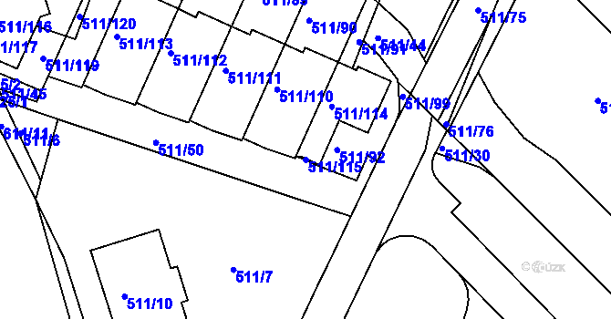 Parcela st. 511/115 v KÚ Horní Měcholupy, Katastrální mapa