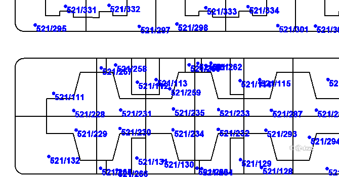 Parcela st. 521/259 v KÚ Horní Měcholupy, Katastrální mapa