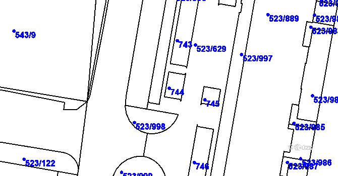 Parcela st. 744 v KÚ Horní Měcholupy, Katastrální mapa