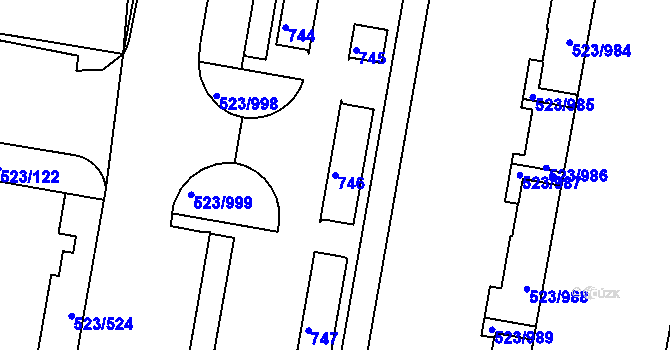 Parcela st. 746 v KÚ Horní Měcholupy, Katastrální mapa