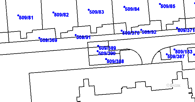 Parcela st. 509/390 v KÚ Horní Měcholupy, Katastrální mapa